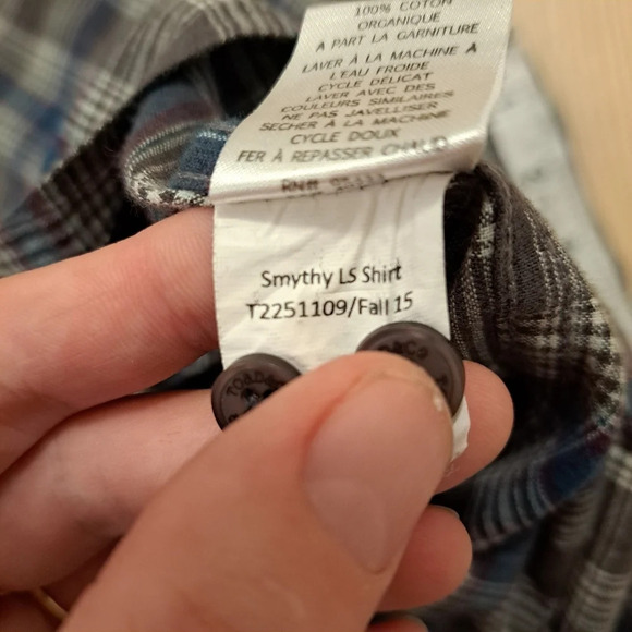 Toad & Co Grey Blue Plaid Organic Cotton Long Sleeve Smythy LS Shirt Size 2XL - Picture 7 of 8